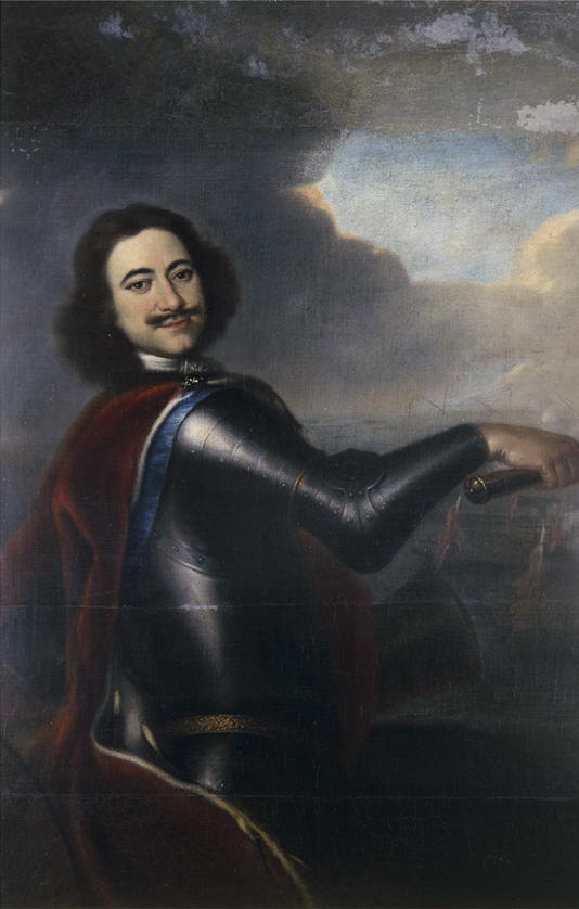 Ил. 1. И. Никитин. Портрет Петра I на фоне морского сражения. 1715