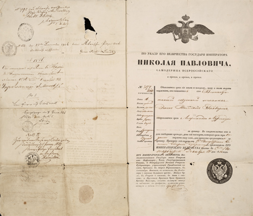 Ил. 3. Паспорт на имя Дж. Гакворта, выданный для проезда из России в Англию через Лифляндию и Курляндию. 1836. Science Museum Group, Великобритания