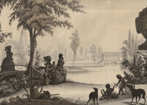 Ил. 3. Ф. Сидо. Императорская семья на прогулке в царскосельском парке. 1785